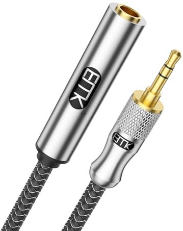 EMK 6.35mm to 3.5mm Adapter (2M) - 1/4 Female to 1/8 Male Stereo Converter for Guitar, Amp & Headphones