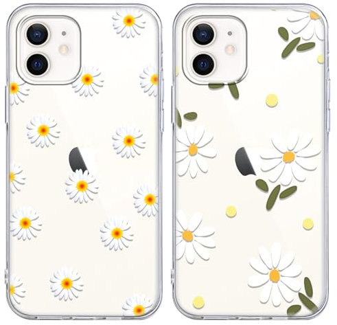 Yoedge 2 × Cover per iPhone 12 Mini 5,4 - Custodia Fiori Fiore per Telefono in Trasparente con Aesthetic Motivi Design, Custodie per Cellulare in Silicone per iPhone 12 Mini Case Ragazza Donne