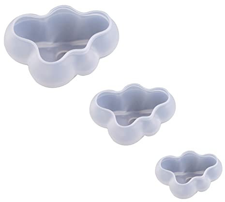 Lot de 3 moules à bougie en silicone en forme de nuage - Réutilisables - Moule à bougie 3D - Pour artisanat, bijoux, bricolage (3 tailles)