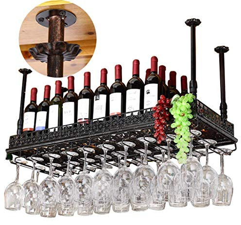 Weinregal Home Roter Halter Weinglasregal S, Organisieren Von Küchenbars Rot Umgedreht Hängendes Eisenkunstregal Abgehängte Decke Stielglashalter Für Bartheken/Restaurants/Küchen,100X35Cm Learned
