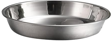 Amosfun 26cm Stainless Steel Plate, Flat Bottom Round Serving Dish, Non-Stick Baking Pan, Dish Serving Plate, Meal-Prep Holder