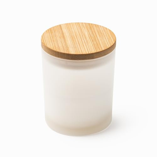 Vela aromática en vaso de cristal translucido con tapa de bambú y aroma a vainilla