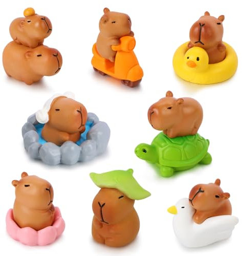 Mini Capybara Figuren 13 Stück Tiny Capybara für Auto Armaturenbrett Puppenhaus Miniaturen Mini Harz Tiere für Feengarten Home Decor Capybara Geburtstag Dekorationen