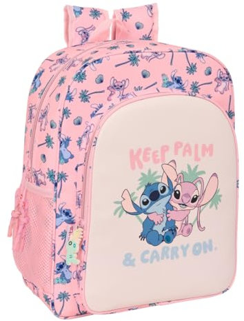 STITCH BEACH - Mochila Escolar Niño, Mochila Infantil, Adaptable a Carro, Ideal para Niños en Edad Escolar, Cómoda y Versátil, Calidad y Resistencia, 32x12x38 cm