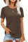 Aottori T-Shirt Donna con Girocollo Magliette a Maniche Corte Estivi Tops Elasticizzato Elegante Basic Shirt Tinta Unita Casual Marrone S