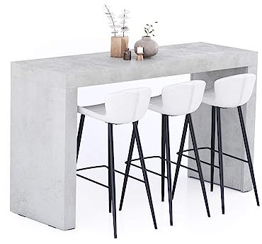 Moderner Stehtisch 180x60 grau Betonoptik Made in Italy