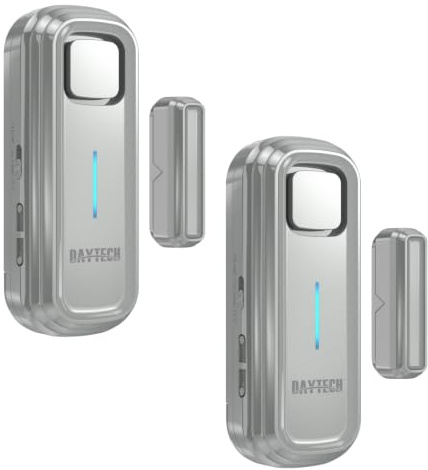Daytech Refrigerator & Freezer Door Alarm - Adjustable 1-4 Minute Delay, 0-120dB Adjustable Siren, Door/Window Sensor for Home or Business (2 Pack, Grey)