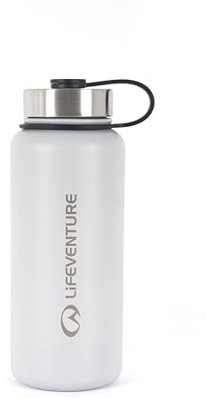 Lifeventure 1 Litre Vacuum Insulated Stainless Steel Water Bottle with Leak Proof Screw-Lid and Powder Coated Outer, Grey