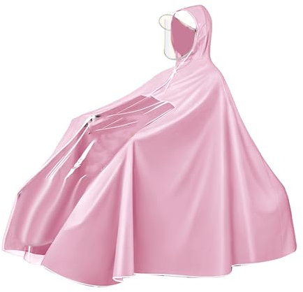 Culnflun Raincoat, PVC Material Electric Cycle Rain Poncho Long Full Body Reusable Rainproof Cycling Raincoat, for Electric Scooters (3XL Bicycle Type Pink)