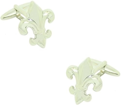 MasGemelos Boutons de manchette fleur de lys plaqué, estandar, Acier inoxydable
