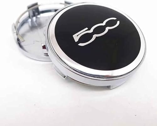 4 Stück Nabendeckel für FIAT 500 60mm, Wasserdicht Verschleißfest Radnabe Abdeckung Roundel Hub Cap Staub Autozubehör