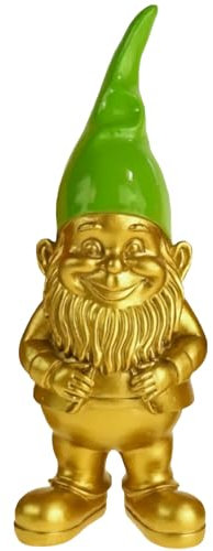 Pommerntraum ® | Zwerg Dekozwerg Glimmerzwerg Zwergenskulptur Zwergenfigur Pop-Art Sammlerfigur WohnDekoration Dekorationsfigur (grün/Gold - 20 cm)