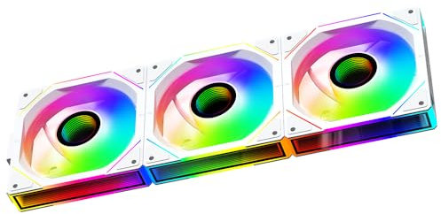 Jungle Leopard PC Fan 120 Fan Infinity Mirror Module Daisy-Chain 5V ARGB PWM Case Fans 120mm Triple Pack Suitable for Computer Case & CPU Cooling (White Reverse)