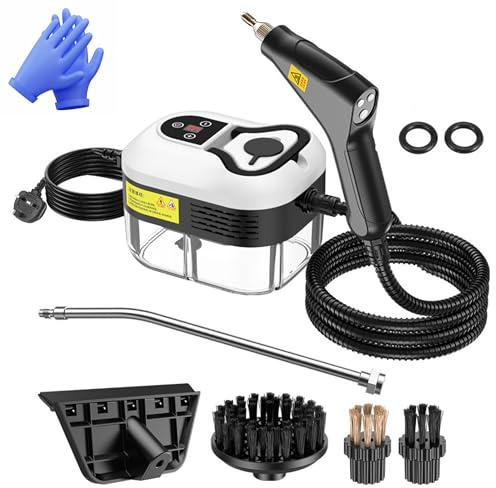 2500W Handheld Steam Cleaner, 1.2L Portable High Temperature Pressurized Steamer, 6 Speeds, 4.5Bar, 4 Heads for Home Kitchen Bathroom Furniture Window Glass Carpet Car Upholstery Floor Cleaning