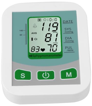 1 Stück Digitales Oberarm Blutdruckmessgerät, 6v, mit Sprachfunktion | Reise, Großes Display und Große Tasten, ABS Gehäuse, Batteriebetrieben für Klinikscreening, Ältere Menschen