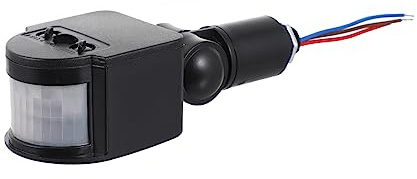 CLISPEED Pir Motion Sensor Wall Light with Adjustable Delay Time 180° Induction Angle, Black Abs Infrared Detector Floodlight Lighting Induction Outdoor Suitable for Solar