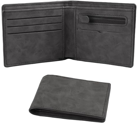 AnnZhao Mens Slim Wallet,Bi-Fold Card Wallet with 6 Card Slots,Coin Pocket,for Work Business or Travel Minimalist Purses for Men UK (Black)