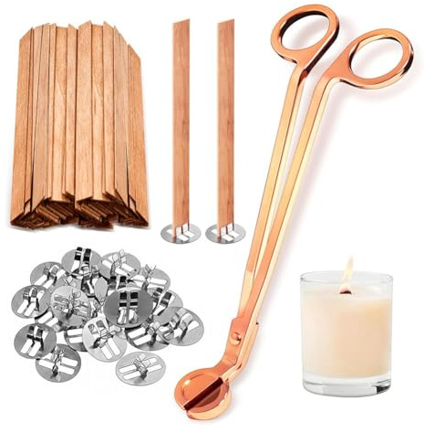 TsoLay 100 Pcs Thickened Wood Wicks Wood Wicks for Candles Making with Wick Trimmer Candle Wicks 5.1×0.5×0.04 Inches for DIY