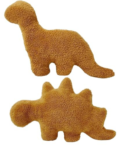 JazRvr 2 Stück Dino Nugget Kissen Dino Kuscheltier Relaxo Kuscheltier für Kinder Chicken Nuggets Design 45 * 26cm und 40 * 32cm PP-Material