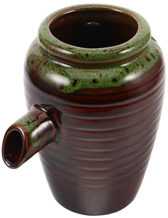 jojofuny Pot en Céramique pour Fontaine de Jardin Filtre à Eau pour Aquarium Fontaine Cascade Décorative en Pot Céramique Taille Petite Couleur Brun Patiné Système de Circulation