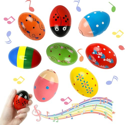 Shaker Huevo, ZoneYan 8 Piezas Huevo de Percusión Shaker, Huevos Shaker Musical, Huevos de Pascua Sorpresa, Regalos de Pascua niños, el Relleno de la Cesta