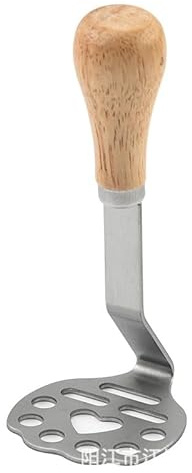 Schiacciapatate in Acciaio Inossidabile, Schiacciapatate a Mano con Impugnatura in Legno Antiscivolo – Per Purè di Patate, Verdure, Baby Food e Guacamole