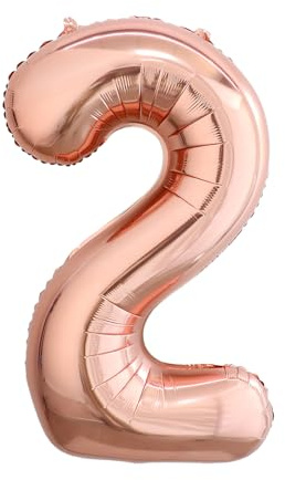 40 Inch Rose Gold Number 2 Balloon, Giant Number Balloons, Birthday Decor | Durable Tear-Resistant, Non-Toxic, Leak-Proof, Self-Sealing, Reusable, Helium Balloons, Birthday & Anniversary Decorations