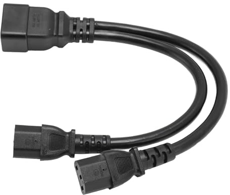 Tomantery IEC320 C20 auf Dual C13 Y-Splitter-Netzkabel Effizientes Y-Adapterkabel für Bürogeräte 12,6 Zoll