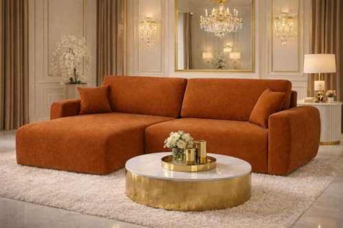 Kaiser Möbel Ecksofa mit Schlaffunktion und Bettkasten Ariel L – L-Form, Veloursstoff Salvador, Schlafsofa mit Liegefläche 200x140 cm, Modernes Wohnzimmersofa (Veluros-Salvador, Braun, Links)