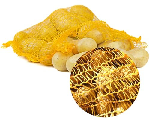 Raschelsäcke aus Mesh Gewebe mit Zugband - 10 Stück Netzsäcke 60x100 cm für 50 kg - Gemüsenetz - Netz für Obst, Kartoffeln, Zwiebeln oder Holz - wiederverwendbar - beste Belüftung dank grober Maschen