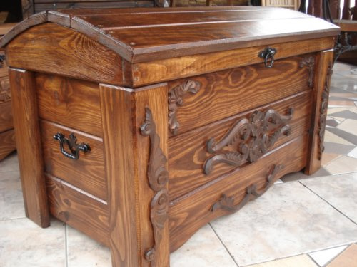 DECOCRAFT Wooden Blanket Box Coffee Table Trunk Vintage Chest Wooden Ottoman Box (ER1)