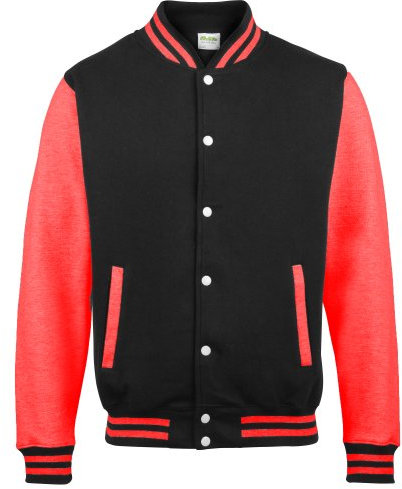 Awdis Unisex Varsity Jacket (M) (Jet Black/ Fire Red)
