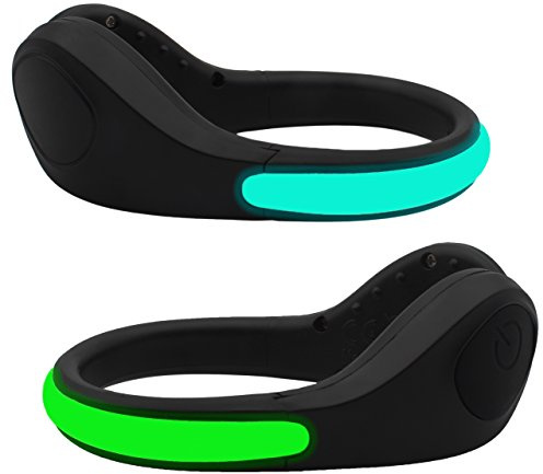 Shoe Clip Lights (2 Pack) Reflective Safety Night Running Gear for Runners Joggers Bikers Walkers, Color Changing RGB Strobe and Steady Color Flash Mode, Water Resistant and Bonus Screw Driver
