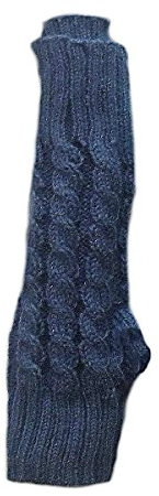 Alpacaandmore Kurze Damen Armstulpen fingerlose lange Handschuhe Zopfmuster Alpakawolle (dunkelblau)