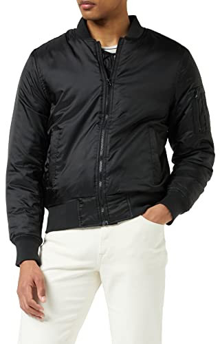 Build Your Brand Herren Jacke Bomber Jacket, Bomberjacke für Männer, leichte Sommerjacke, Black, L