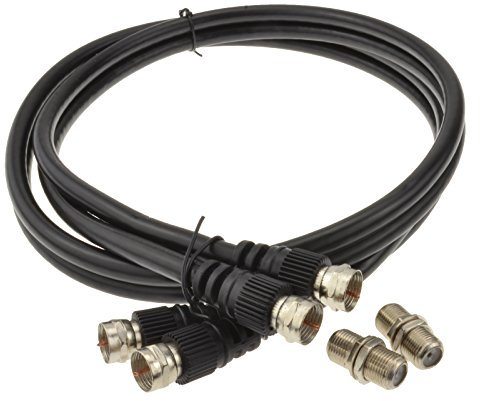 kenable TWIN Satellite Moulded F Type Plug to Socket RG6 Extension Cable 1m Black [1 metres]