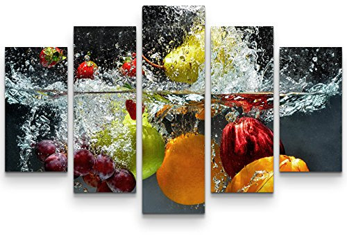 Paul Sinus Art Leinwandbilder | Bilder Leinwand 160x100cm Obst im Wasser