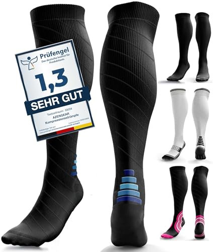 aZengear Kompressionsstrümpfe für Damen Herren (20-30 mmHg Klasse 2) Stützstrümpfe Medizinisch Kompressionssocken Waden Kompression für Laufen Reise Flug Sport Schwangerschaft (S/M)