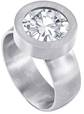 Quiges Wechselring Silber Ring Edelstahl Matt 12mm Mini Coin Halter und Zirkonia Coin Transparent in Größe 20mm