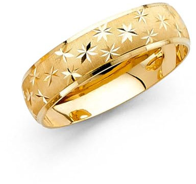 JewelryWeb Ehering aus 14 Karat Gelbgold, 6 mm, glitzernder Schnitt, Größe 10, Ehering für Damen und Herren, Einheitsgröße, Gold Metall Gelbgold, Kein Edelstein