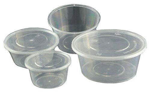 We Can Source It Ltd - Clear Plastic Containers Round Tubs with Lids - Microwave Safe Takeaway Storage Box - 8oz/240ml Freezer Safe Tubs - Pack of 50