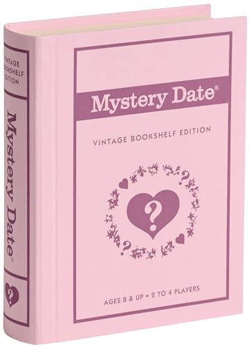WS Game Company Mystery Date Vintage Bookshelf Edition - Classic Dating Board Game in Linen-Wrapped Book Case with Retro 1965 Design, Family and Party Game for 2-4 Players, Ages 8+
