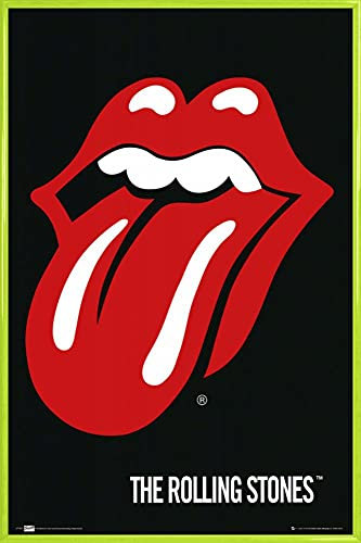 1art1 Rolling Stones Poster Plakat | Bild und Kunststoff-Rahmen - Zunge, Logo (91 x 61cm)
