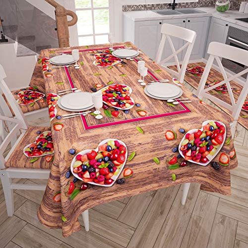 Petti Artigiani Italienische Tischdecke, schmutzabweisend, für Küchentisch 140x240 cm Fragole