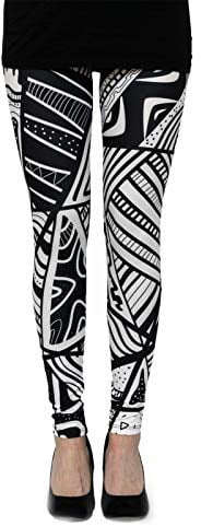 cosey - Bunte Bedruckte Motiv-Leggings (Einheitsgröße) - Design Zentangel