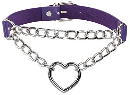 MILAKOO Collana Girocollo in Pelle PU da Donna con Ciondolo a Forma di Cuore con Catena Gotica