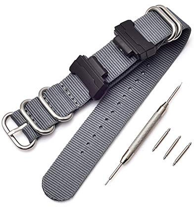 Shieranlee NATO Nylon Strap Armband Kompatibel mit Casio G-Shock GA-110 120 GA-400 GD-100 DW-5600 GLS-8900 Canvas Men Bracelet Band Black Adapters