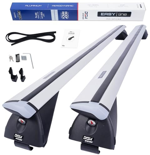 DGH SYSTEM Kompletter Aluminium-Dachträger Easy Line Advanced 120 cm kompatibel mit BMW 2er F45 Active Tourer / F46 Gran Tourer ab 2014 mit geschlossener Dachreling, abschließbar, Nutzlast 90 kg