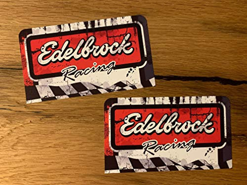 #857 / 2X EDELBROCK Racing Aufkleber 12x7cm Vintage Tuning USA V8 Sticker Hotrod Muscle Car Umbau Truck Low