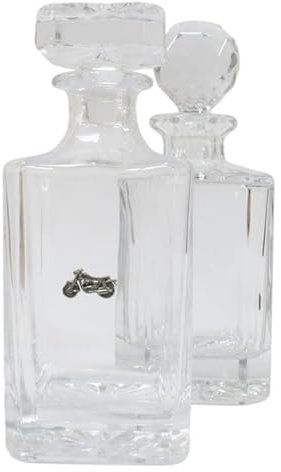 Vintage Motorbike Cut Crystal Glass Decanter & Golf Ball Style Stopper 386